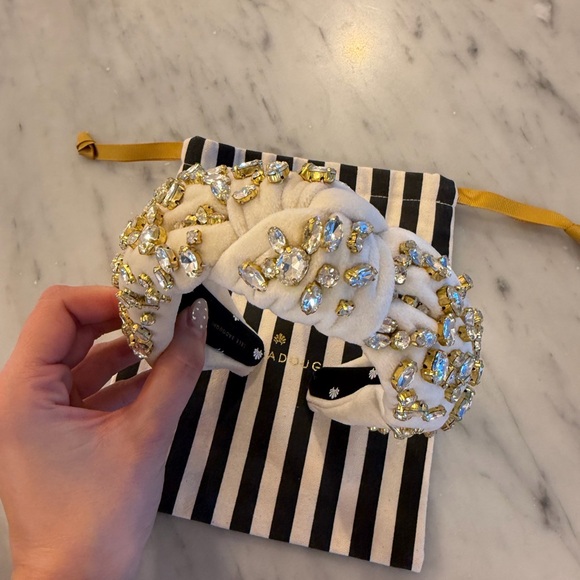 Lele Sadoughi Cream and Gold Crystal Headband - Picture 2 of 4